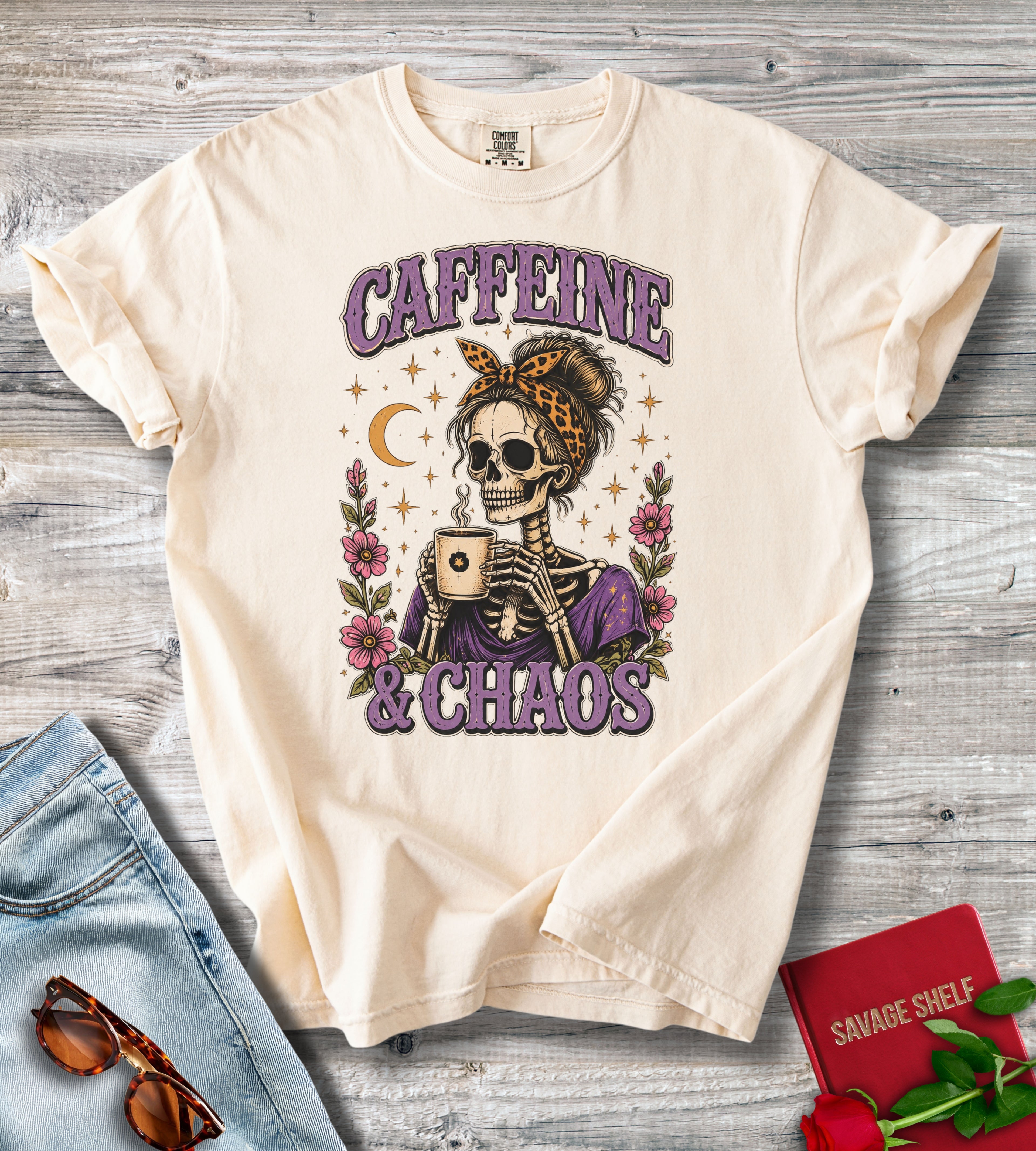 Caffeine & Chaos Skull T-Shirt