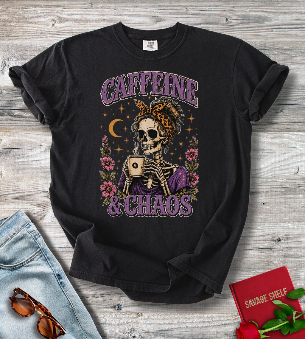 Caffeine & Chaos Skull T-Shirt