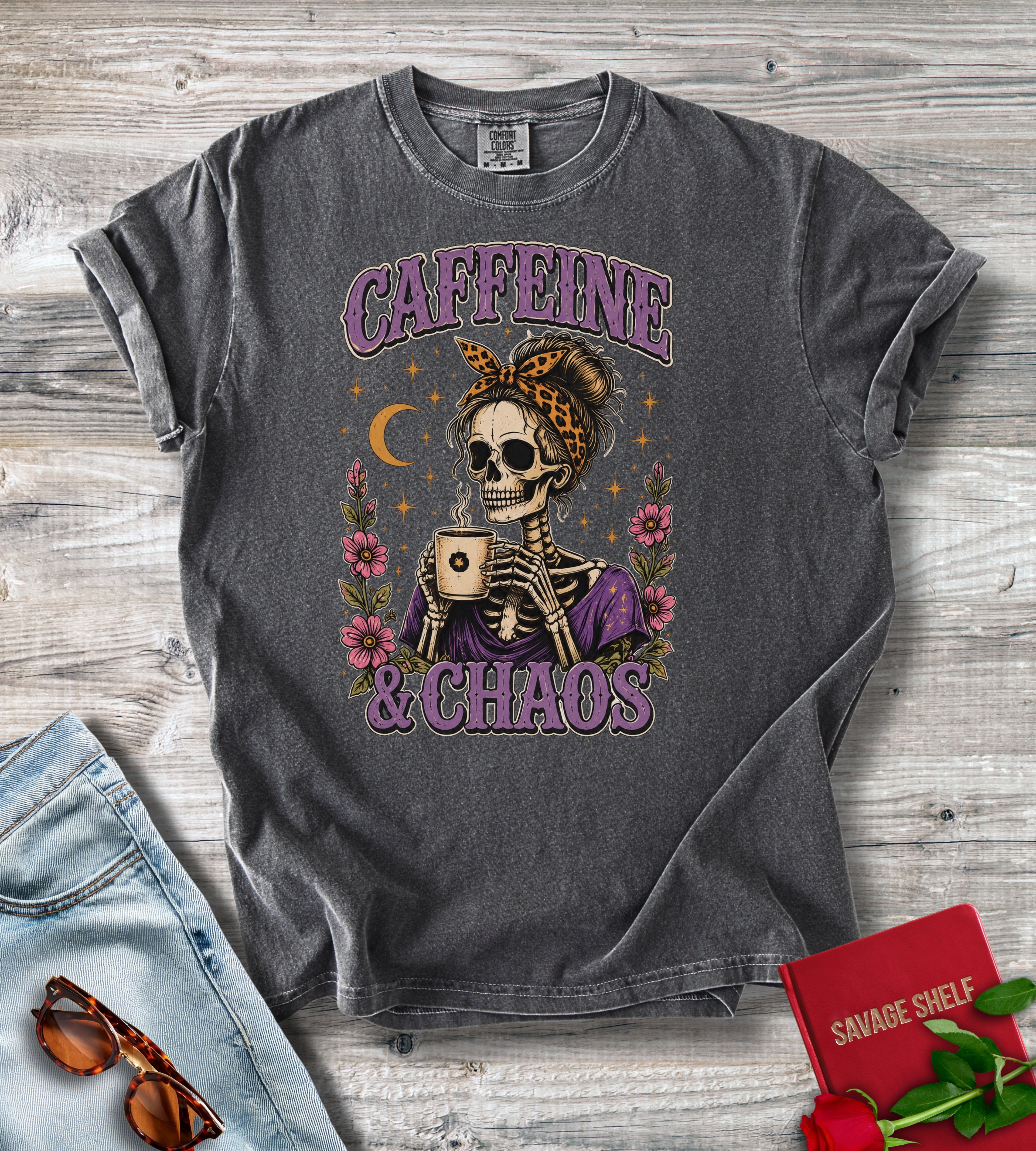 Caffeine & Chaos Skull T-Shirt