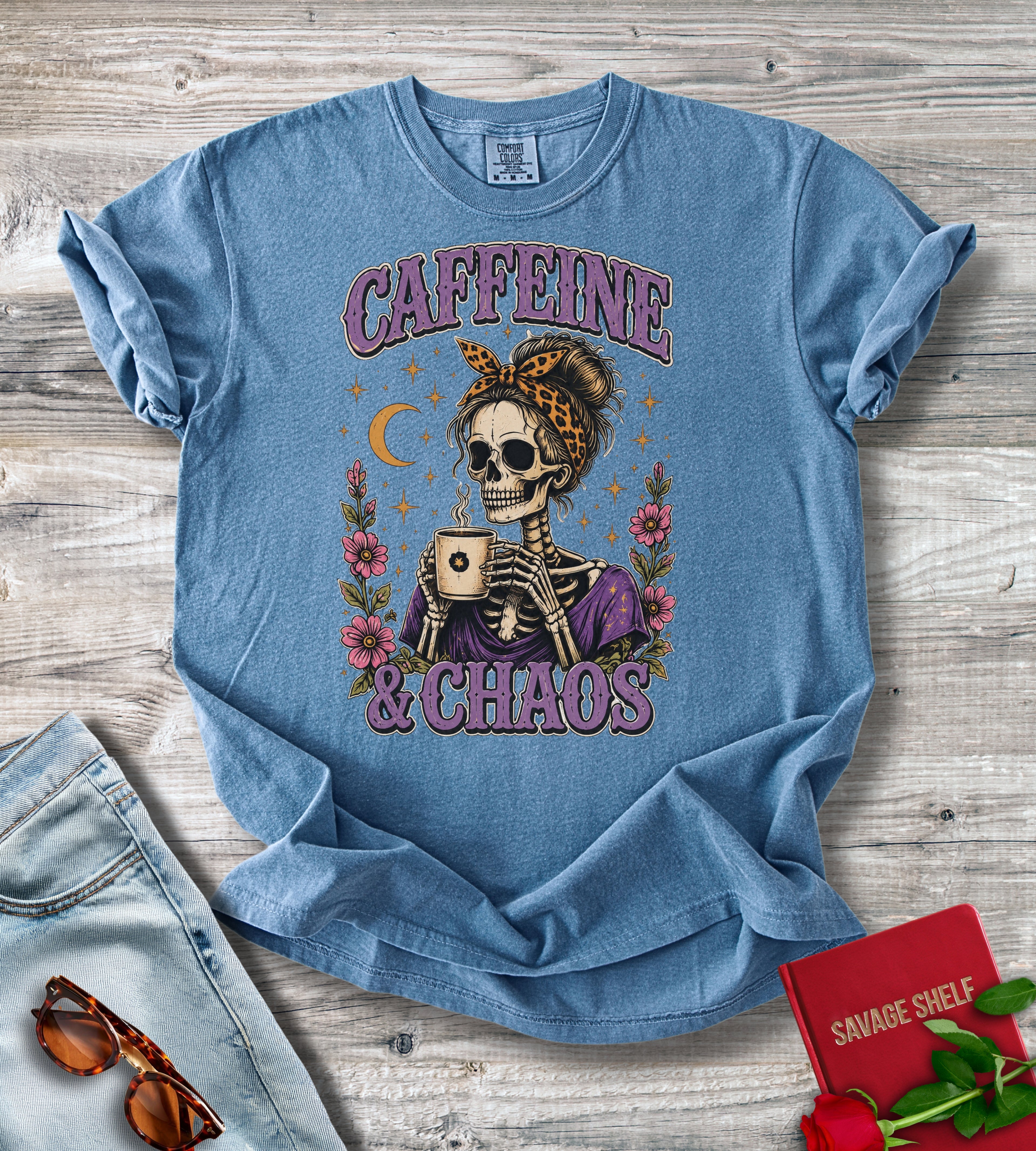 Caffeine & Chaos Skull T-Shirt