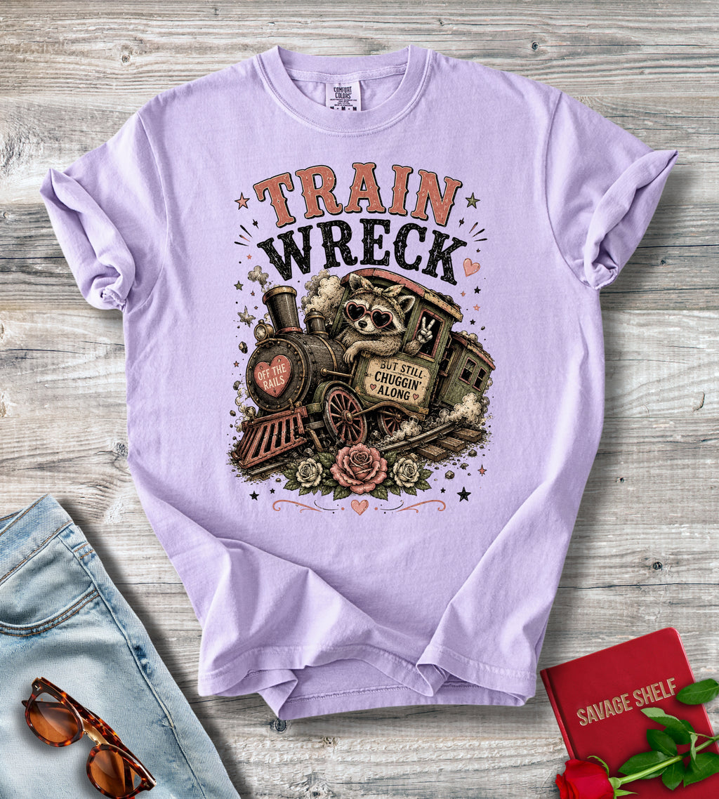 Train Wreck Vintage Steam Engine T‑Shirt — Retro Locomotive Graphic Tee