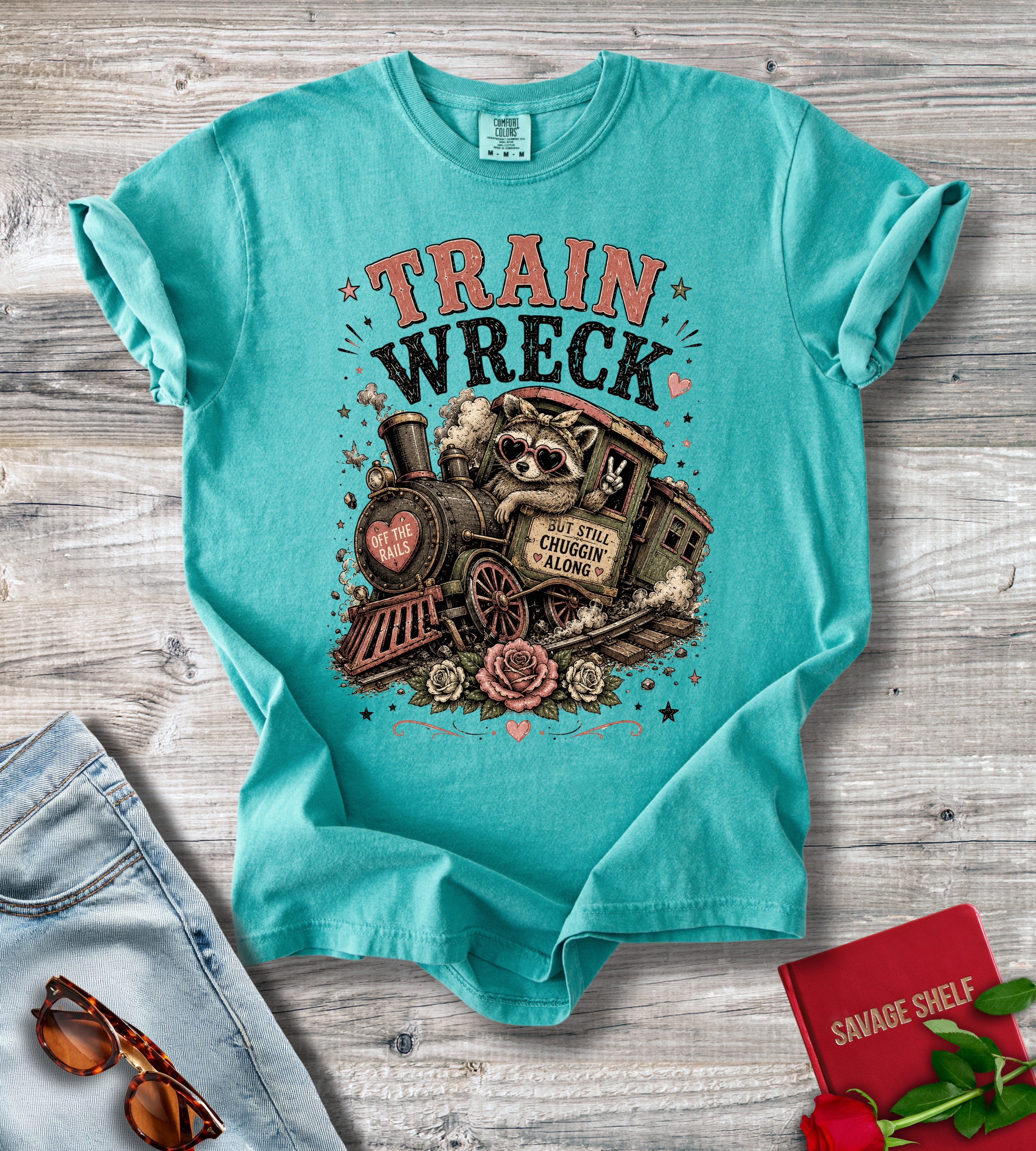 Train Wreck Vintage Steam Engine T‑Shirt — Retro Locomotive Graphic Tee