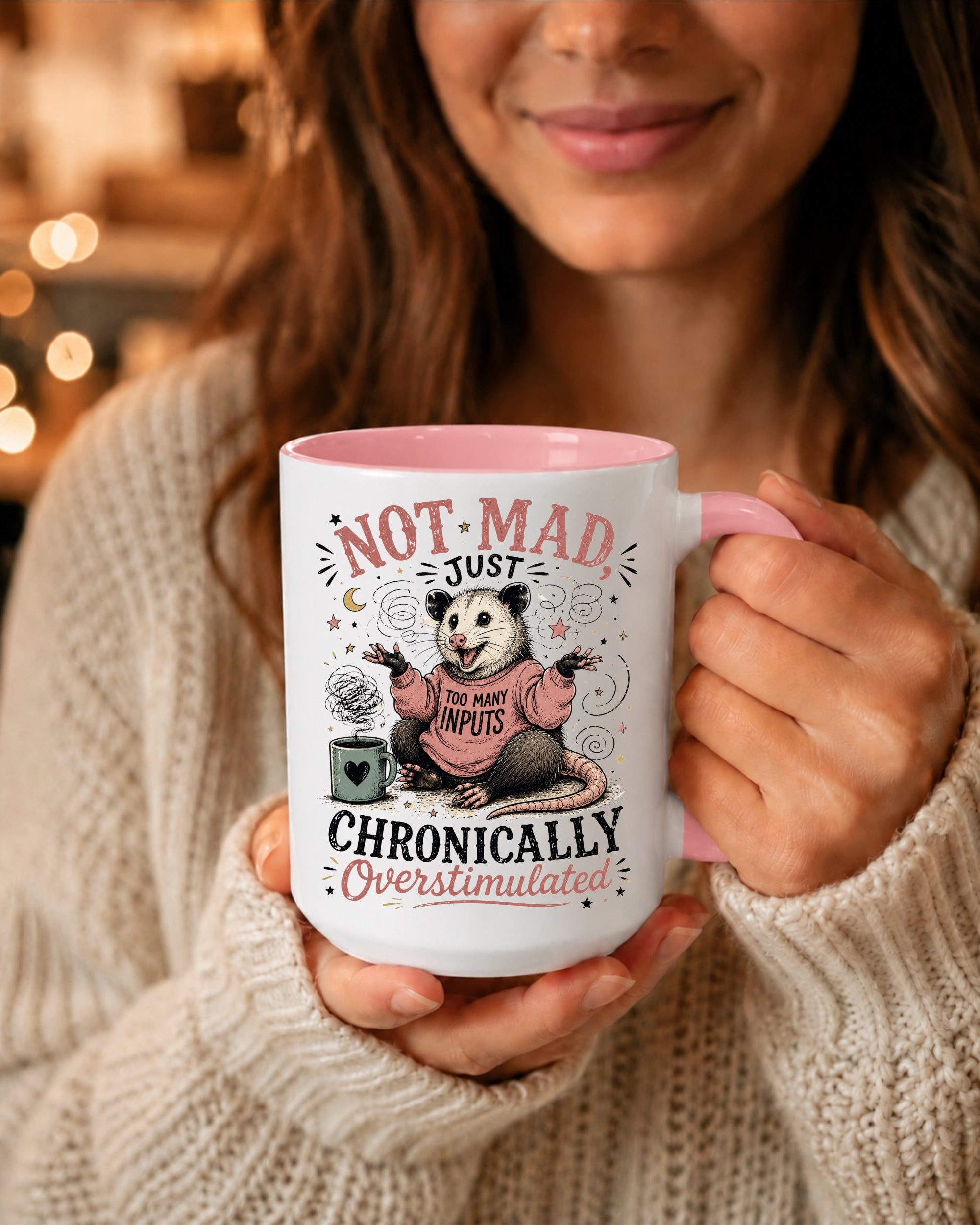 "Not Mad, Just Chronically Overstimulated" Possum Ceramic Accent Mug