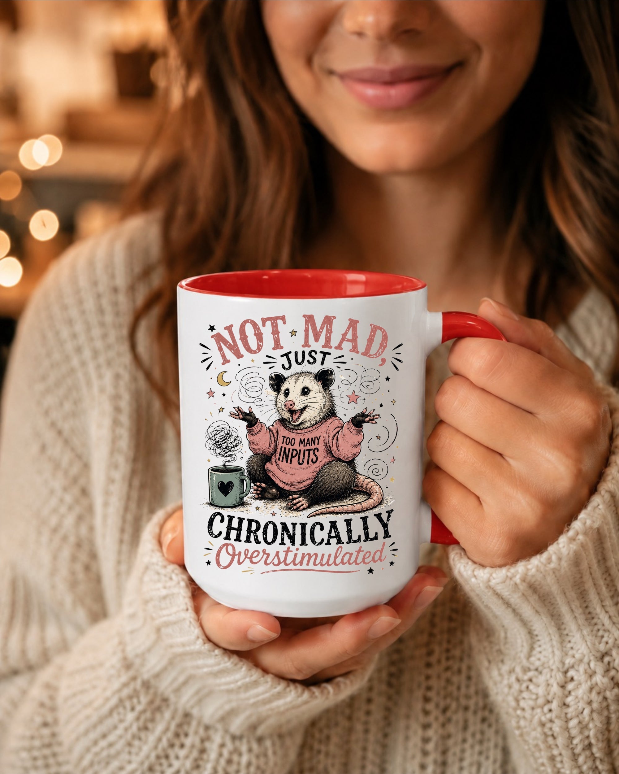 "Not Mad, Just Chronically Overstimulated" Possum Ceramic Accent Mug