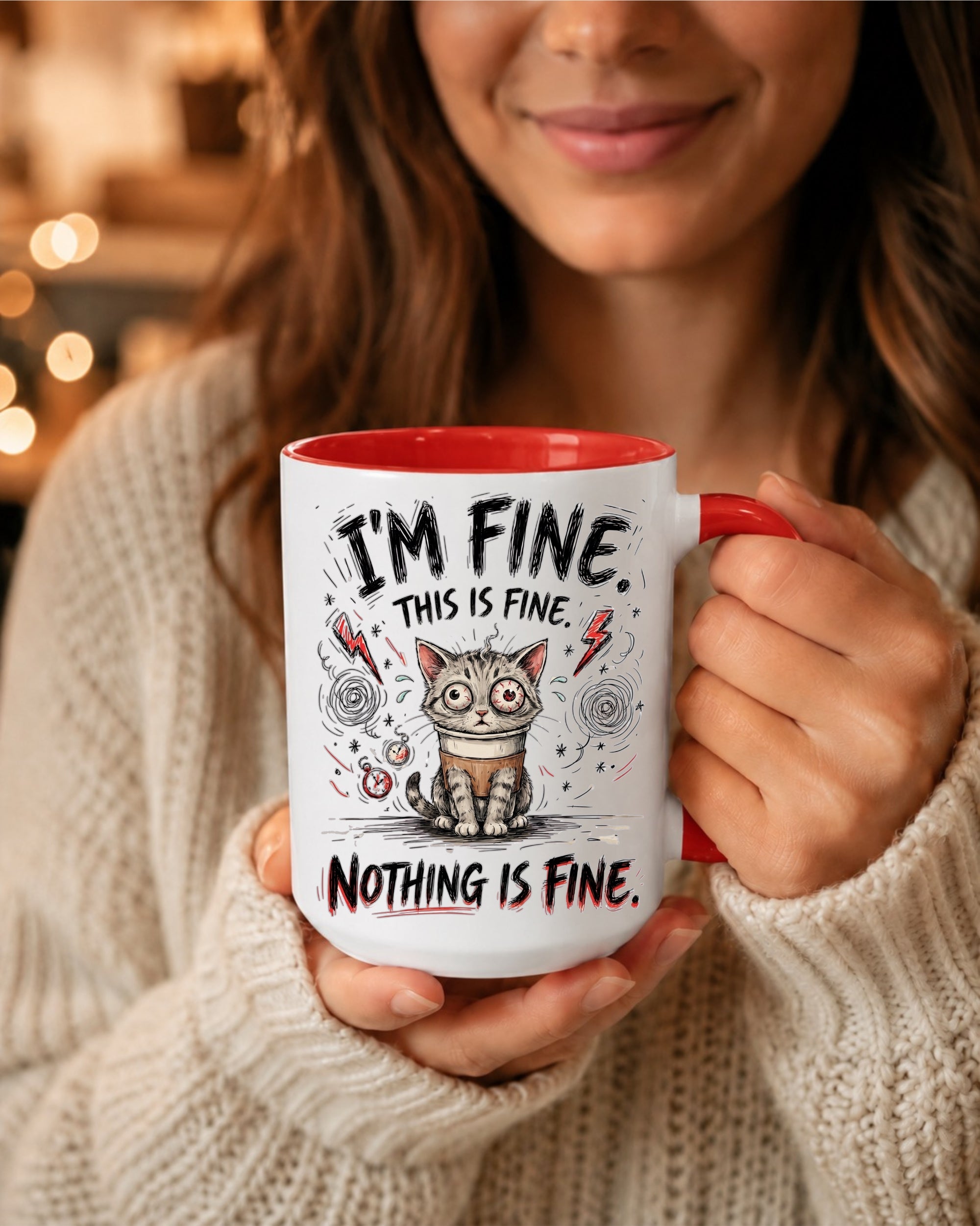 I'm Fine This Is Fine, Nothing Is Fine, Cat Coffee Mug