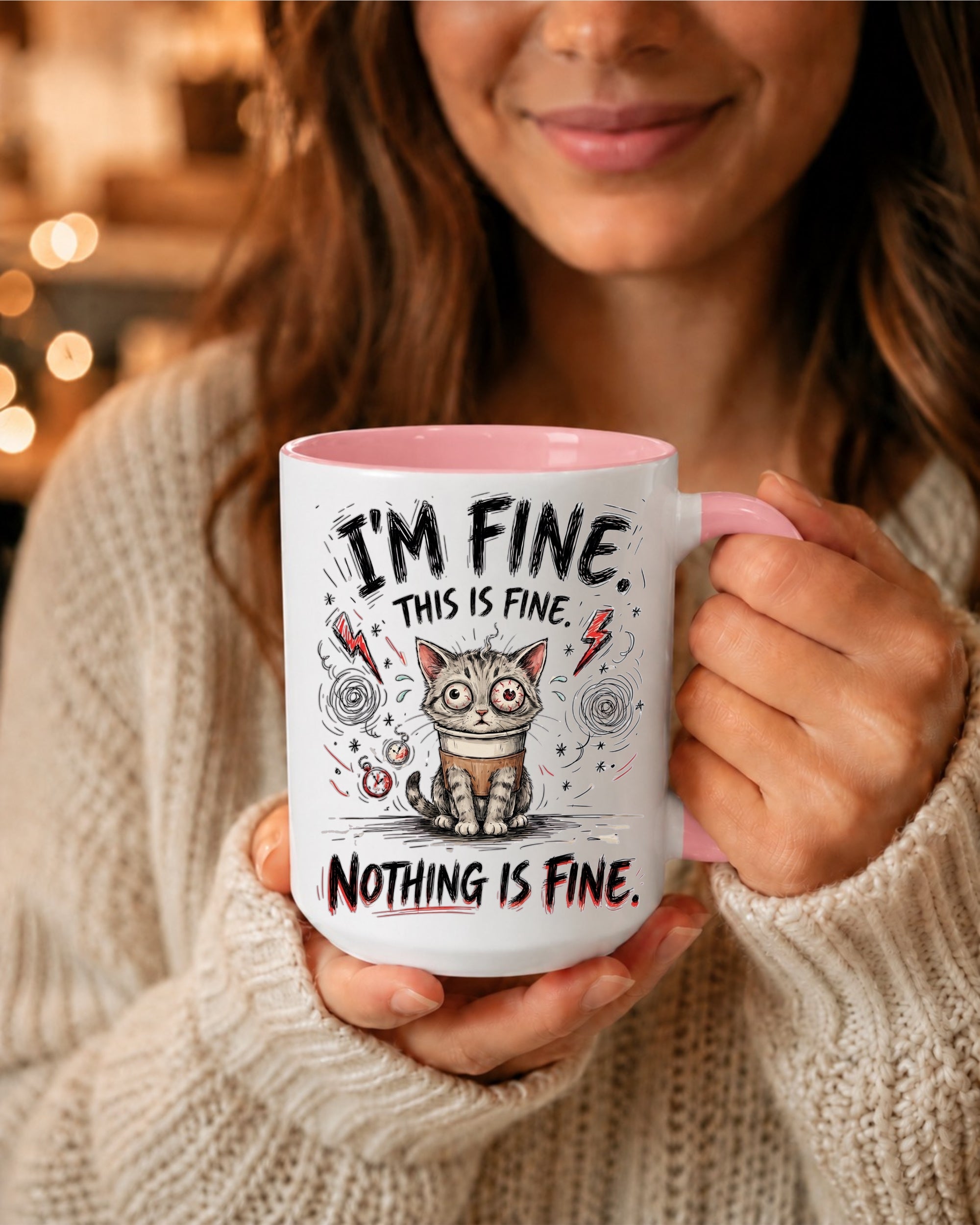 I'm Fine This Is Fine, Nothing Is Fine, Cat Coffee Mug