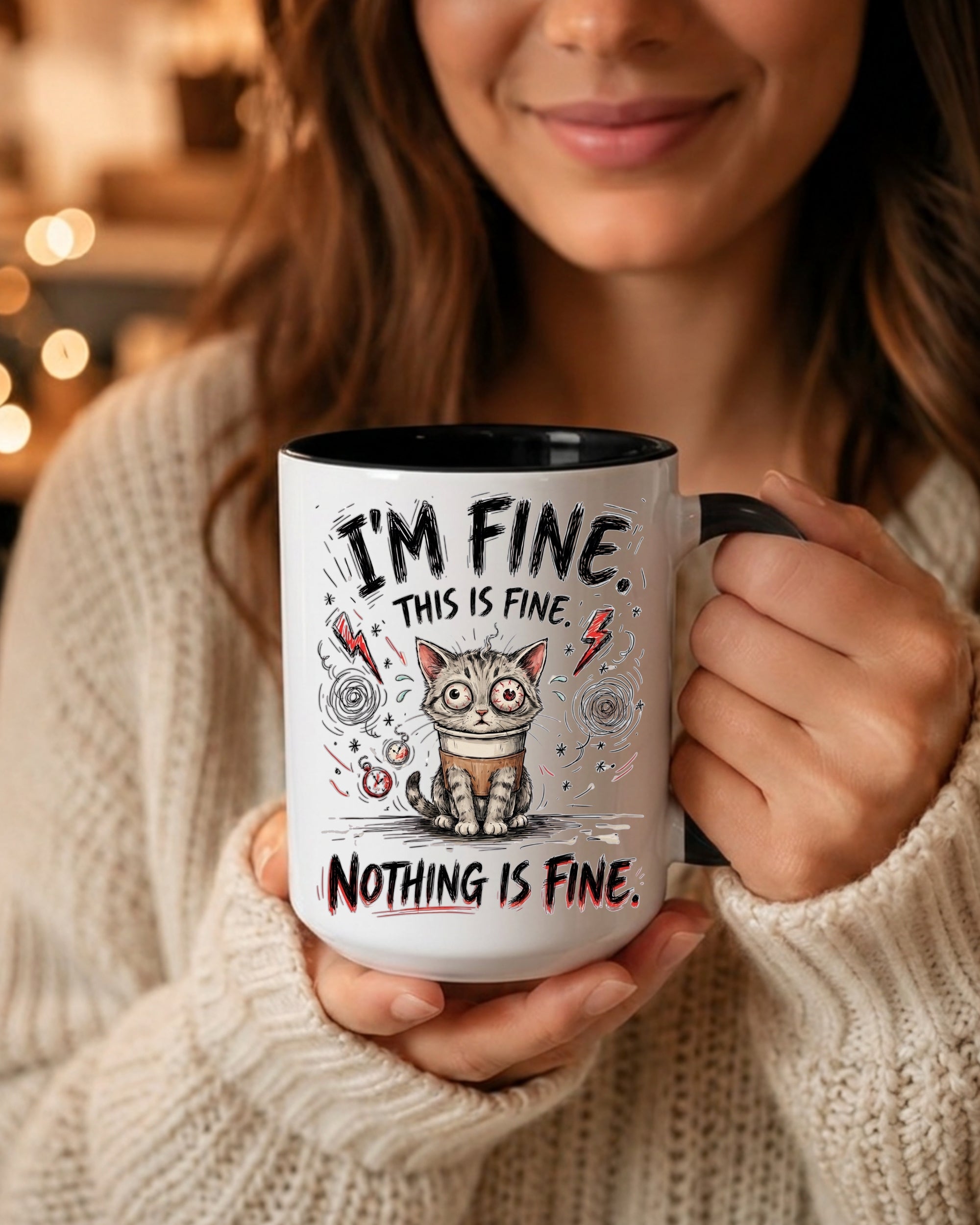 I'm Fine This Is Fine, Nothing Is Fine, Cat Coffee Mug