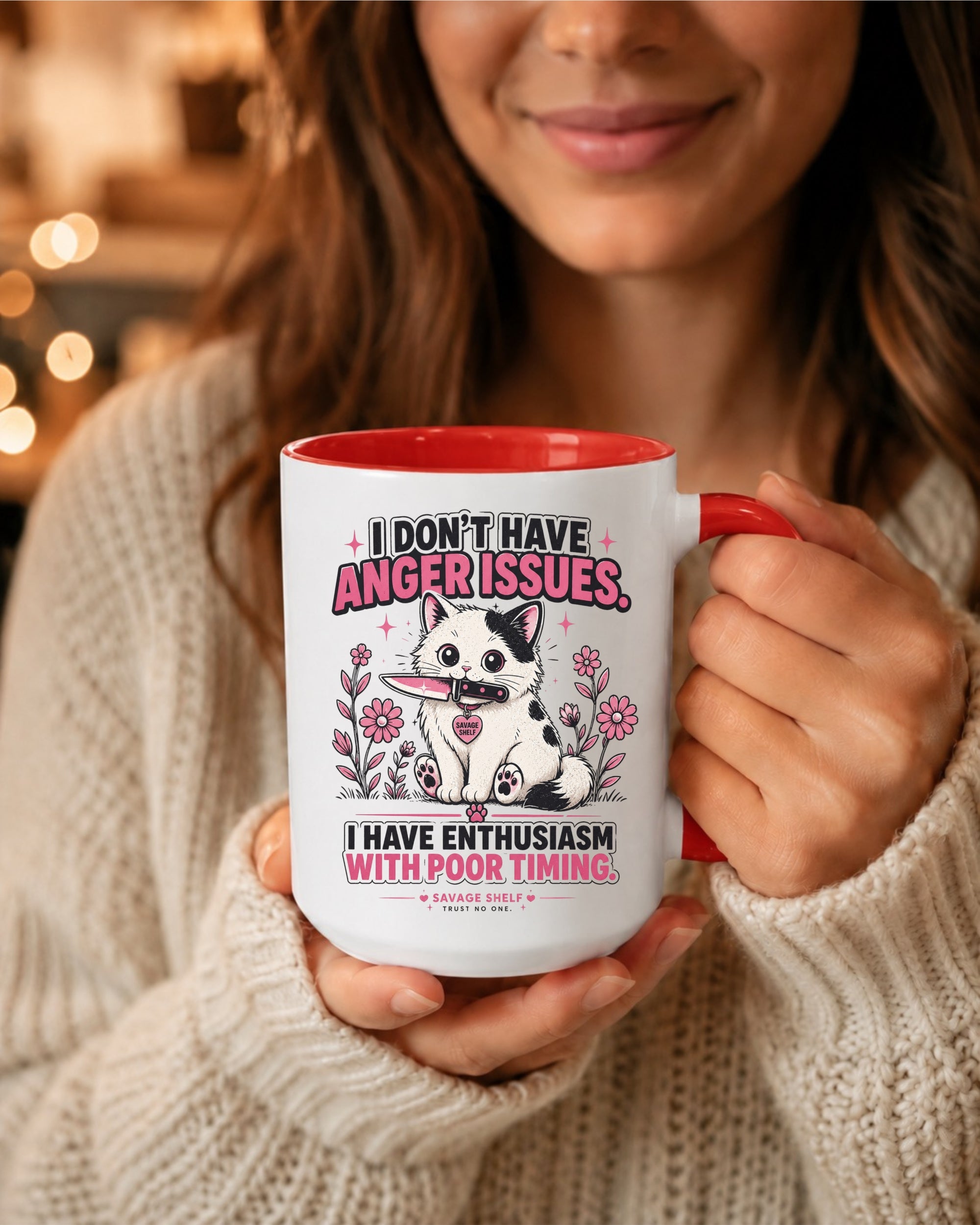 I Don’t Have Anger Issues — Cute Cat 15oz Accent Coffee Mug