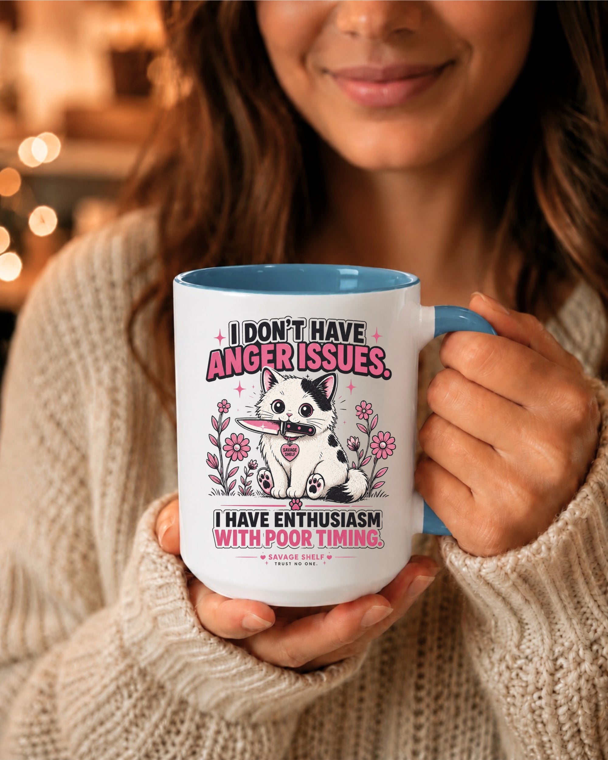 I Don’t Have Anger Issues — Cute Cat 15oz Accent Coffee Mug