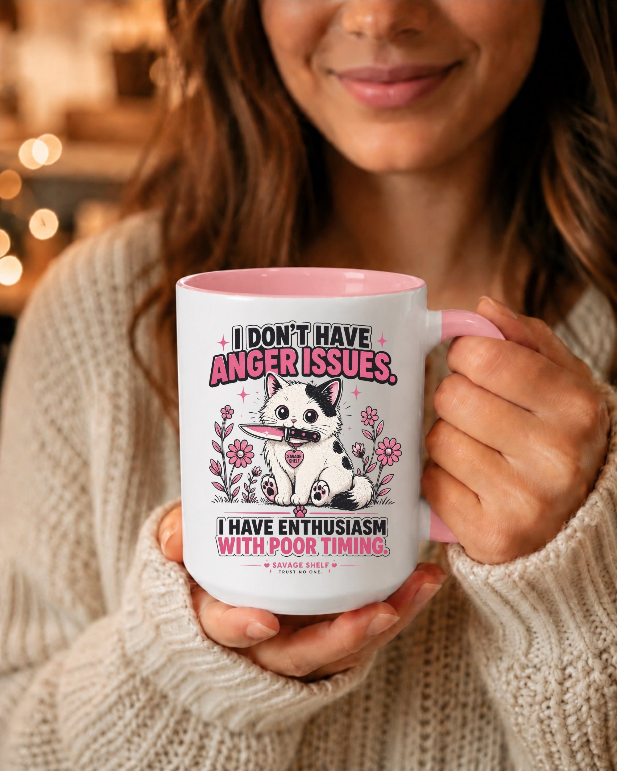 I Don’t Have Anger Issues — Cute Cat 15oz Accent Coffee Mug