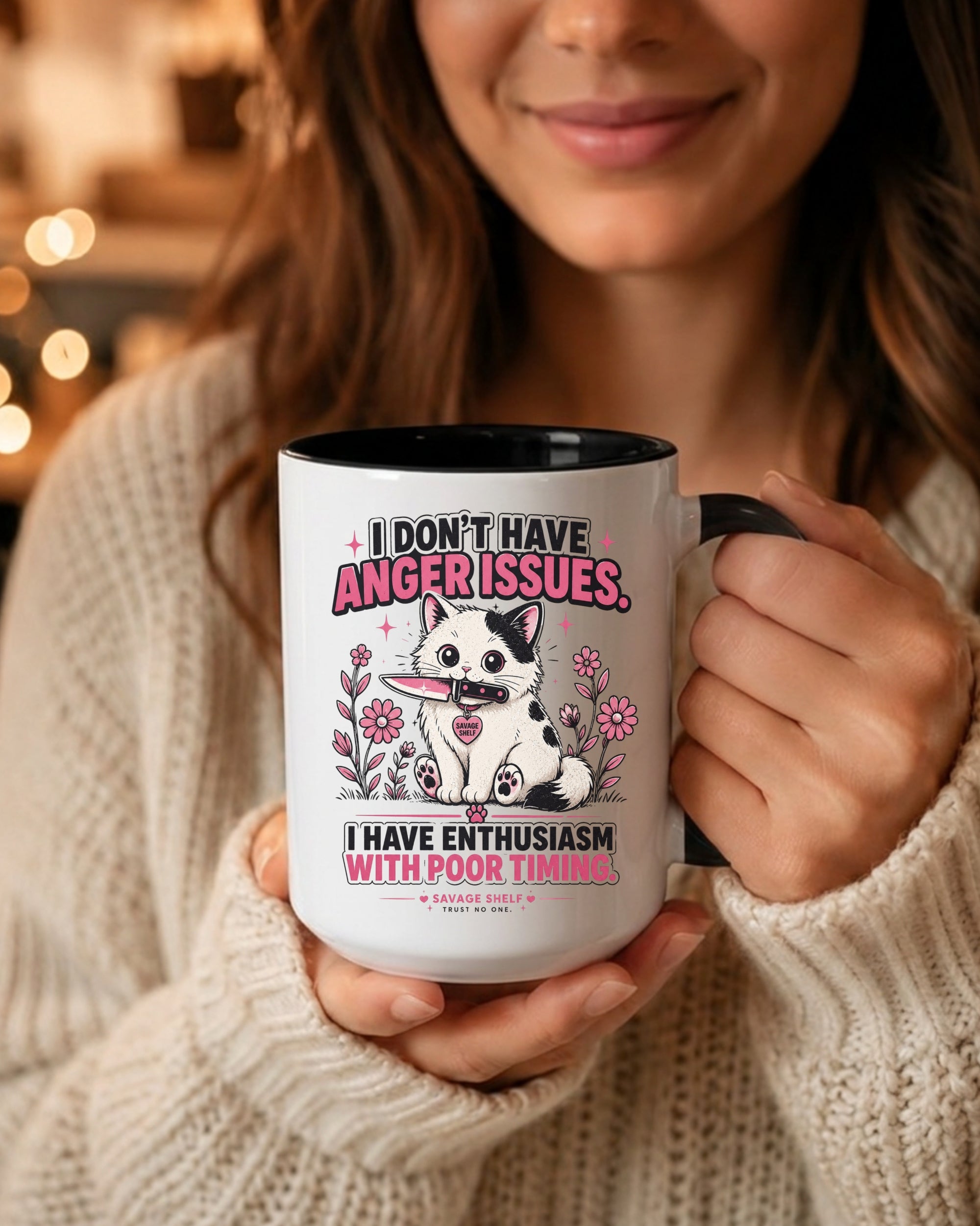 I Don’t Have Anger Issues — Cute Cat 15oz Accent Coffee Mug