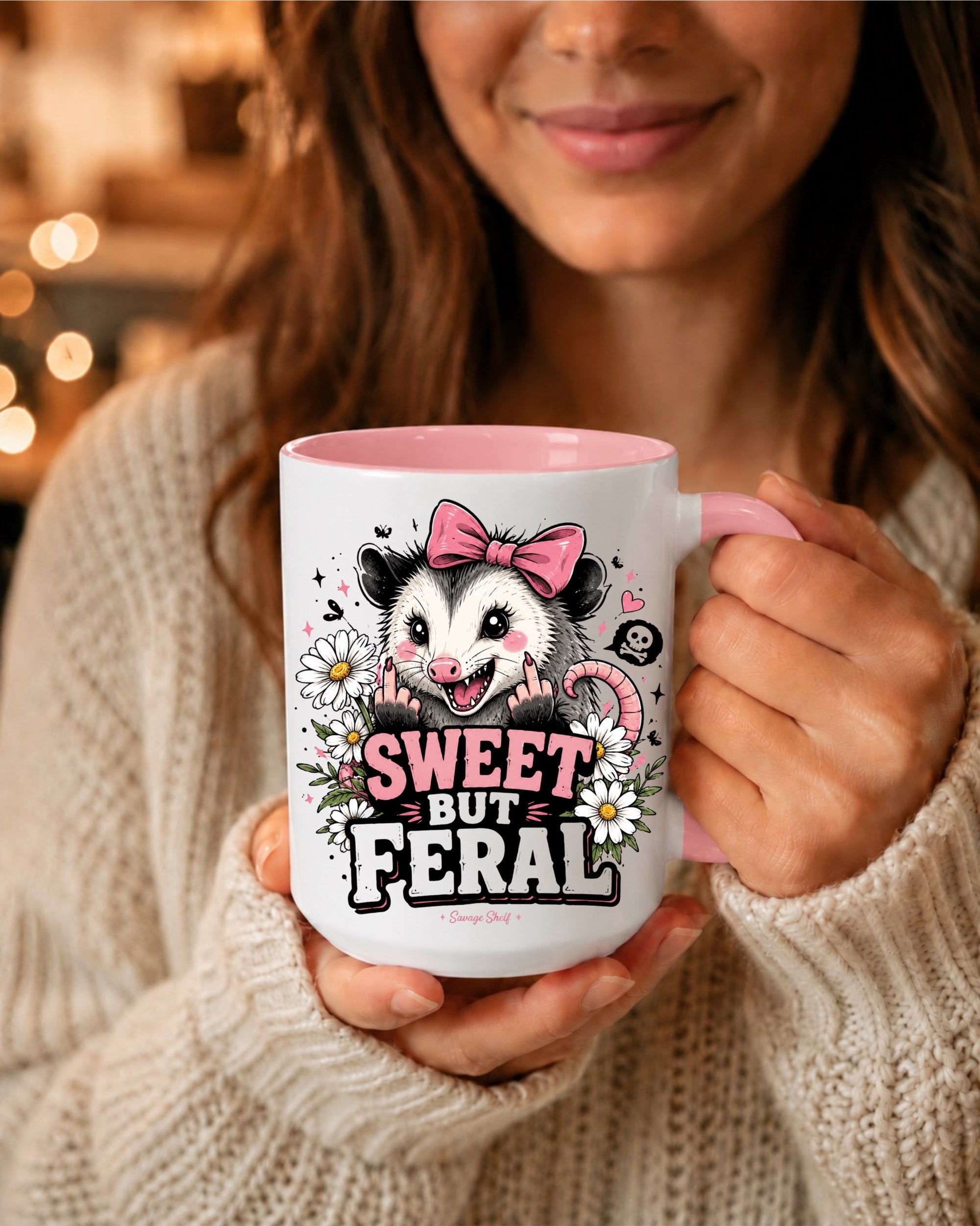 Sweet But Feral Possum Accent Mug — Cute & Cheeky Ceramic Coffee Cup