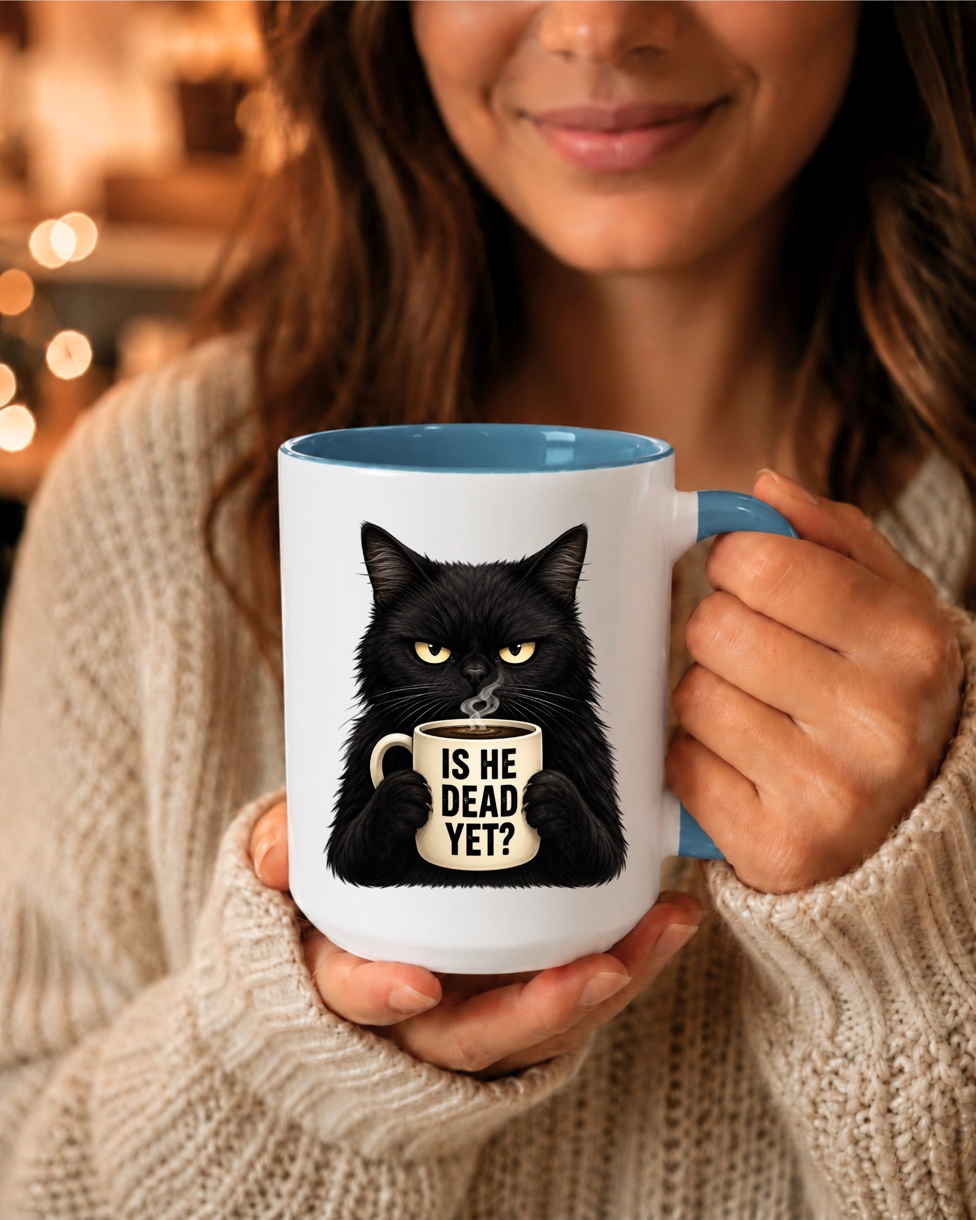 Black Cat Is He Dead Yet Coffee Mug