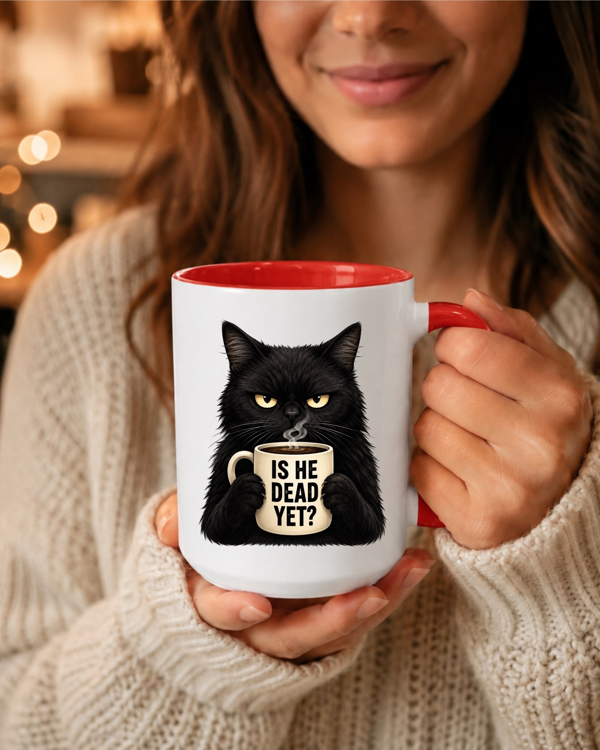 Black Cat Is He Dead Yet Coffee Mug