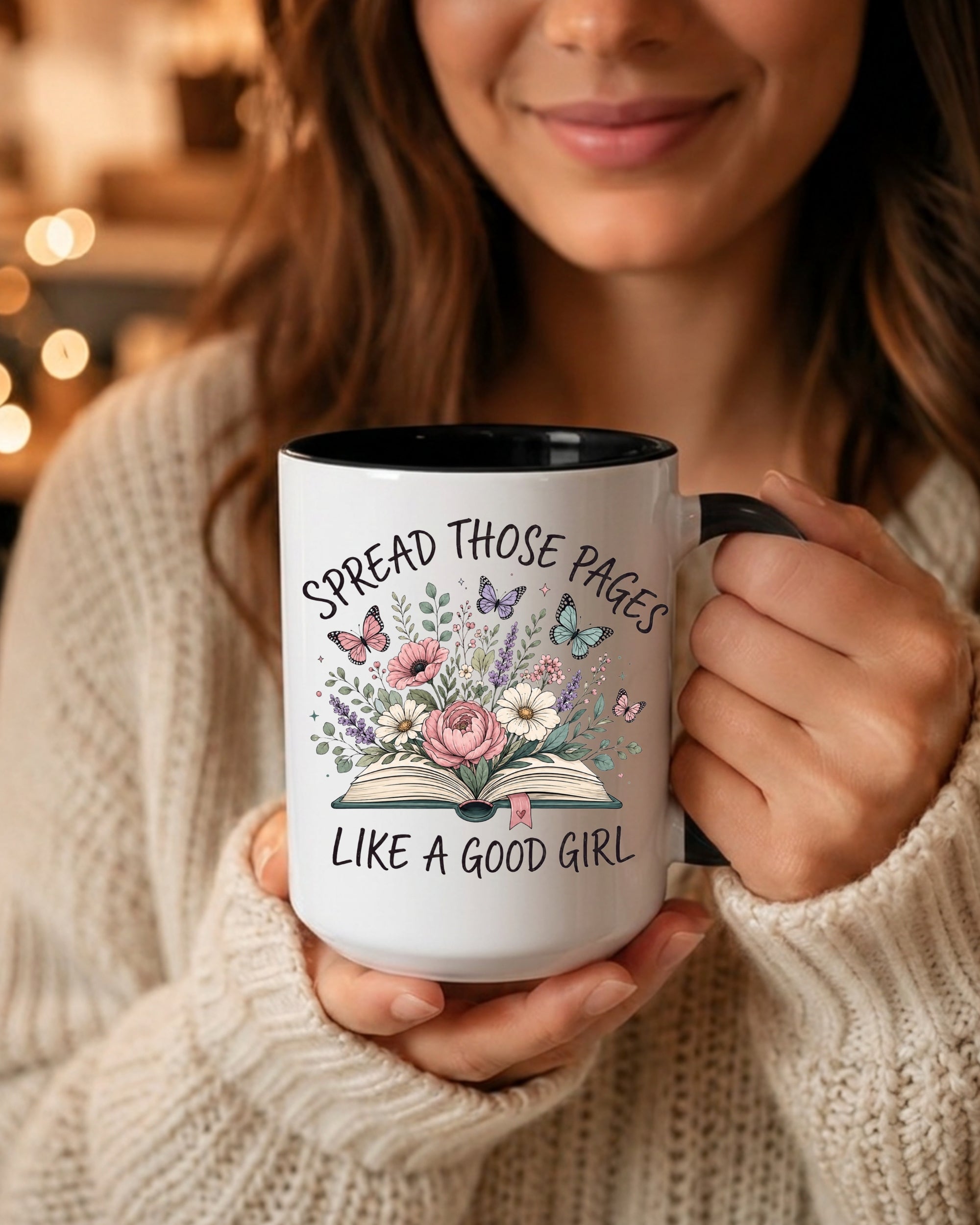 Spread Those Pages Like a Good Girl - Floral Book Coffee Mug