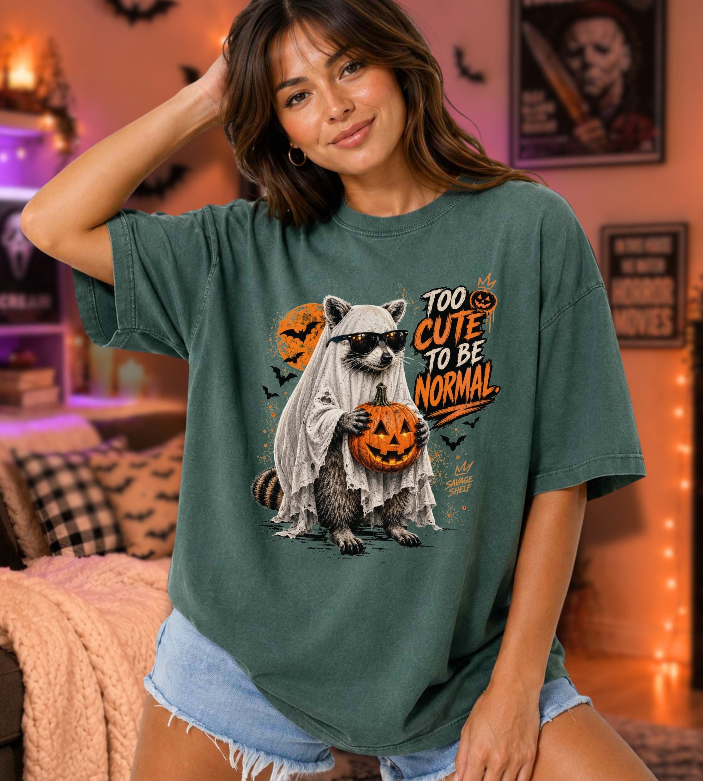 Halloween Raccoon T-Shirt - "Too Cute to Be Normal"