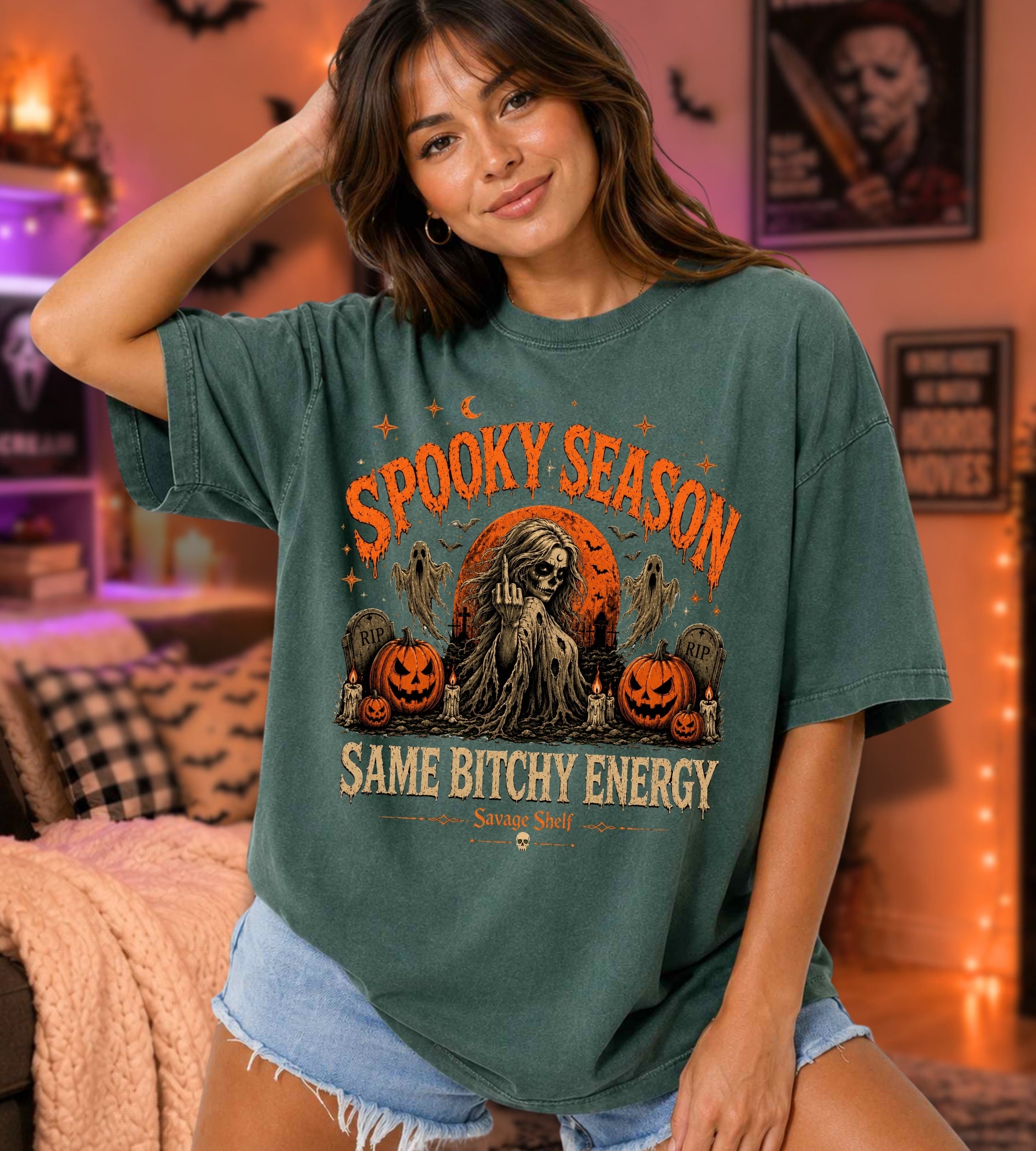 Spooky Season T-Shirt – "Same Bitchy Energy" Halloween Graphic Tee