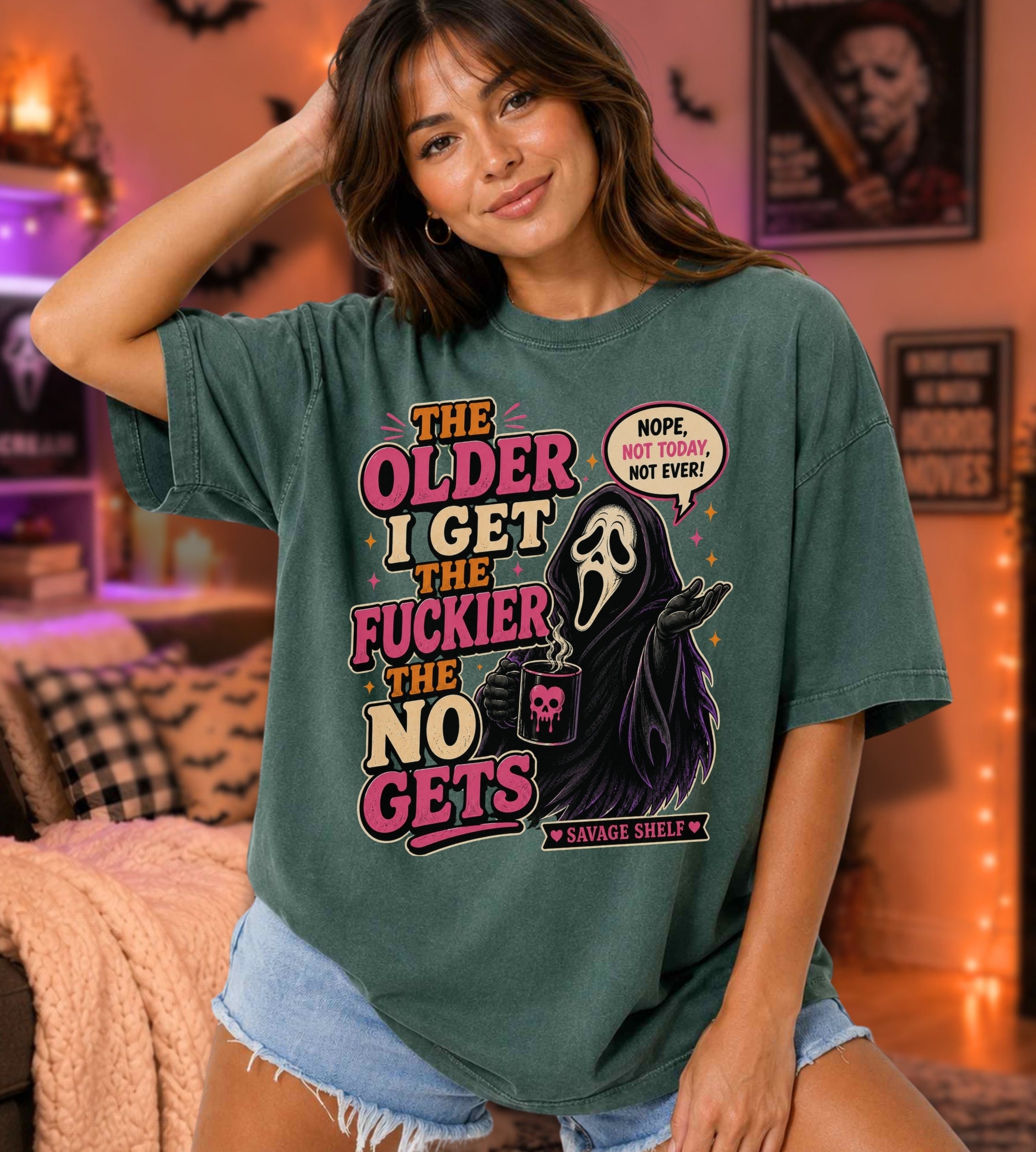 Scream Grim Reaper T-Shirt — "The Older I Get the F**ker the No Gets" Funny Horror Tee