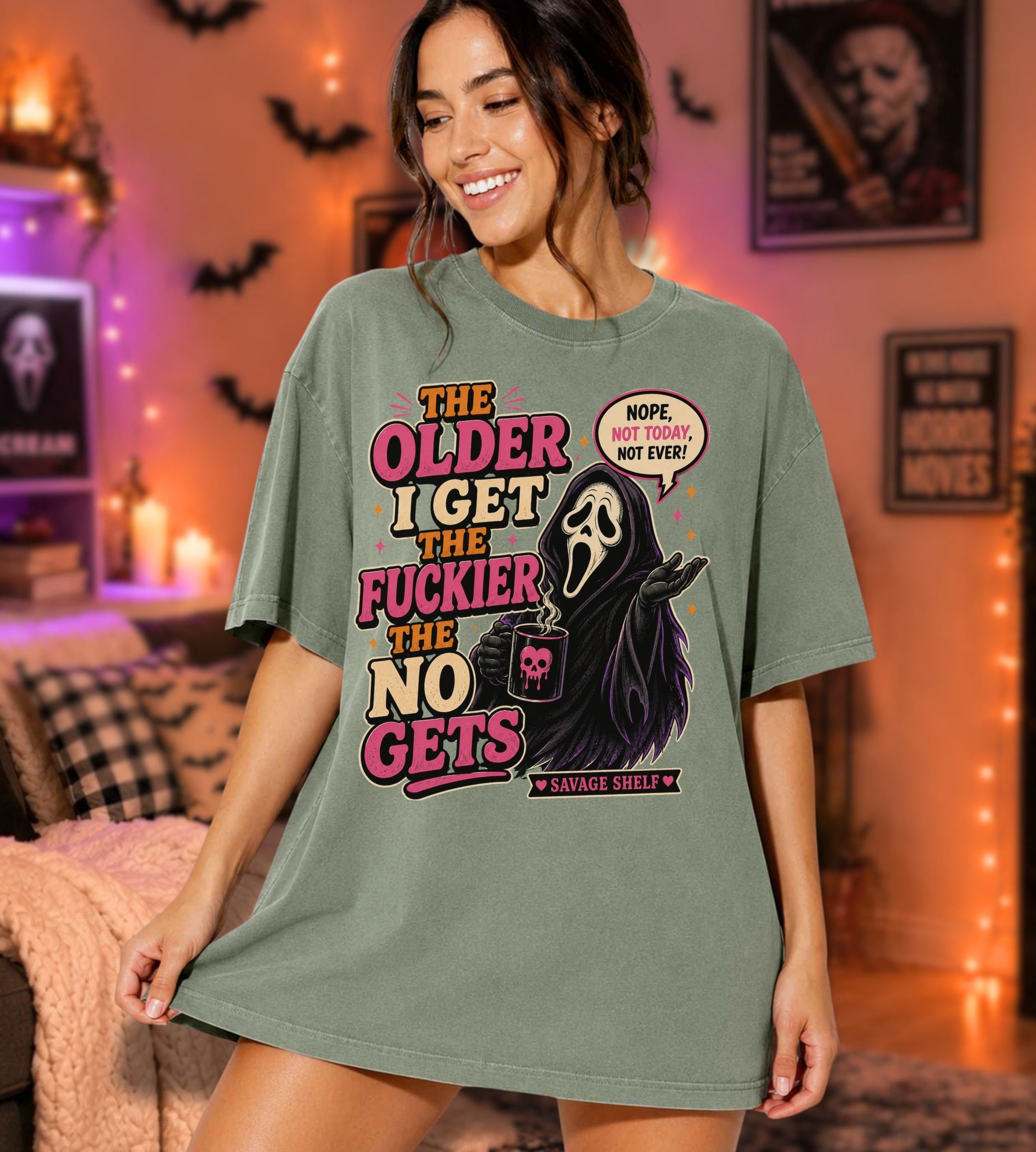 Scream Grim Reaper T-Shirt — "The Older I Get the F**ker the No Gets" Funny Horror Tee