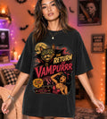 Vampurrr Return T-Shirt — Retro Vampire Cat Horror Graphic