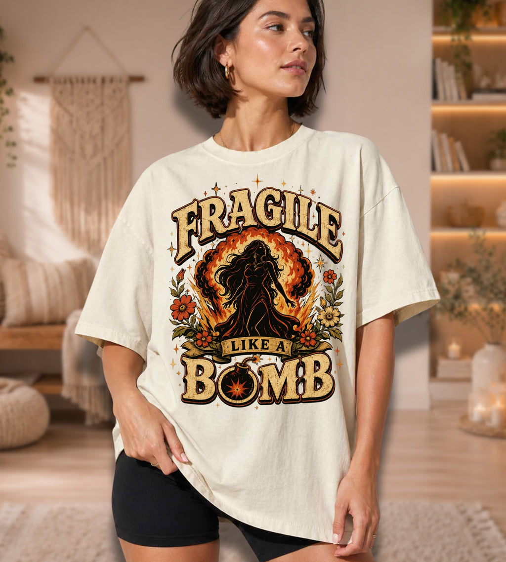 Fragile Like a Bomb T-Shirt — Floral Explosion Vintage Tee