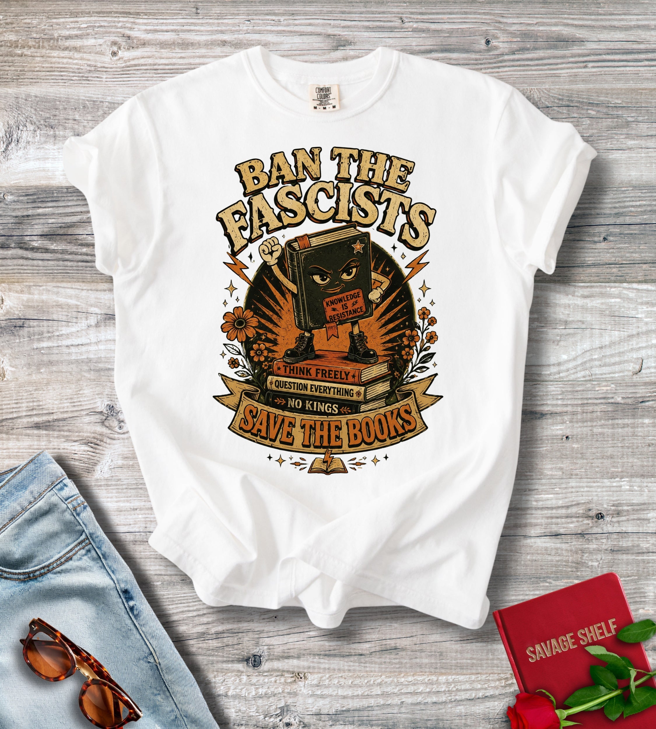 Ban the Fascists Save Books T-Shirt