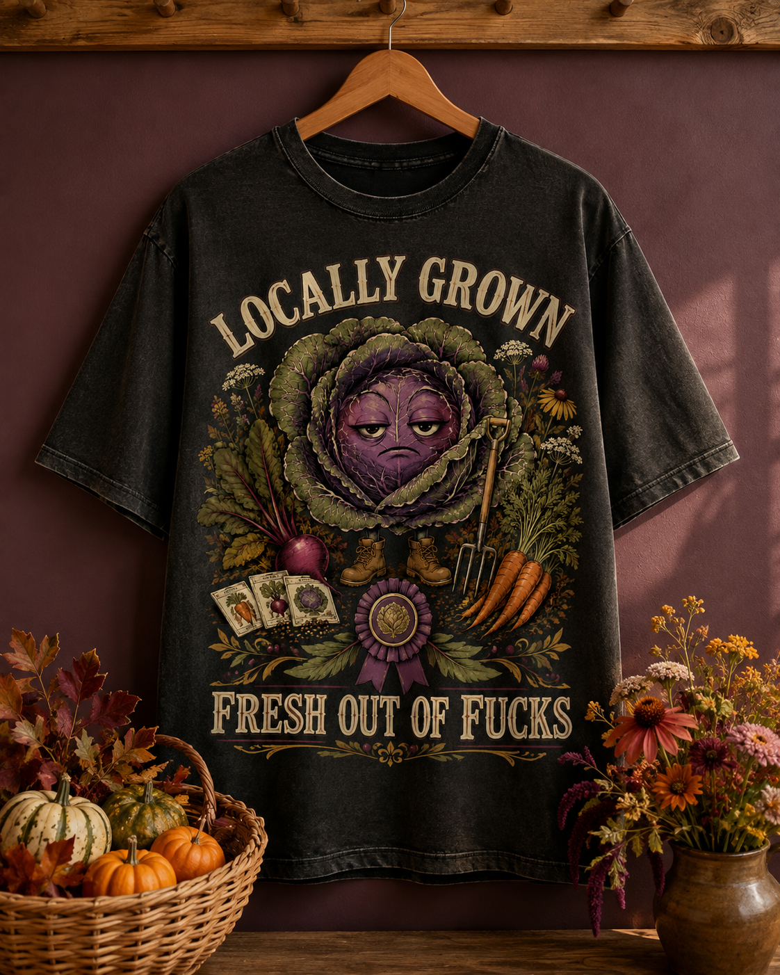 Fresh Out of Fucks Cabbage T-Shirt