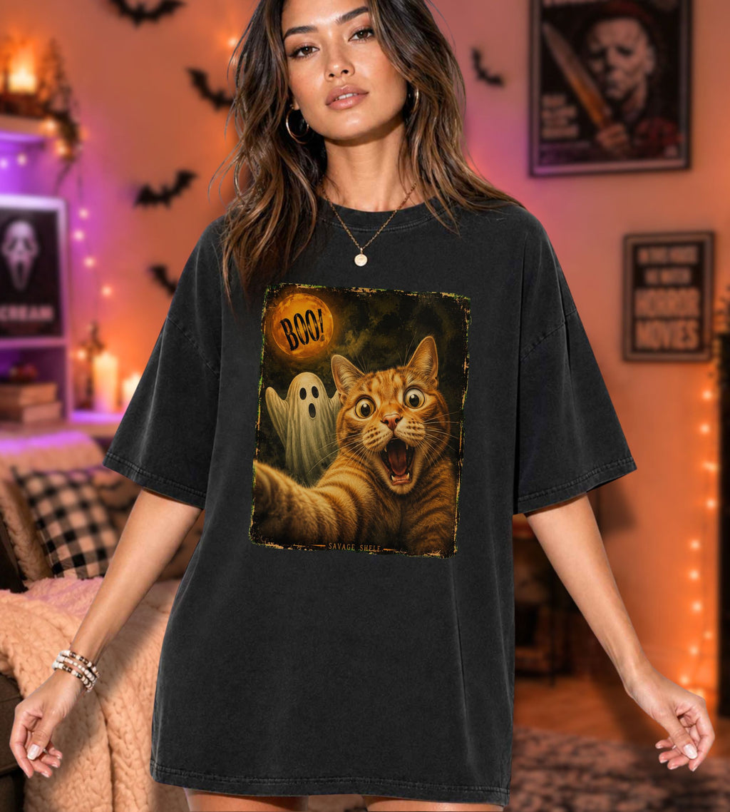 BOO! Cat Selfie Halloween T-Shirt