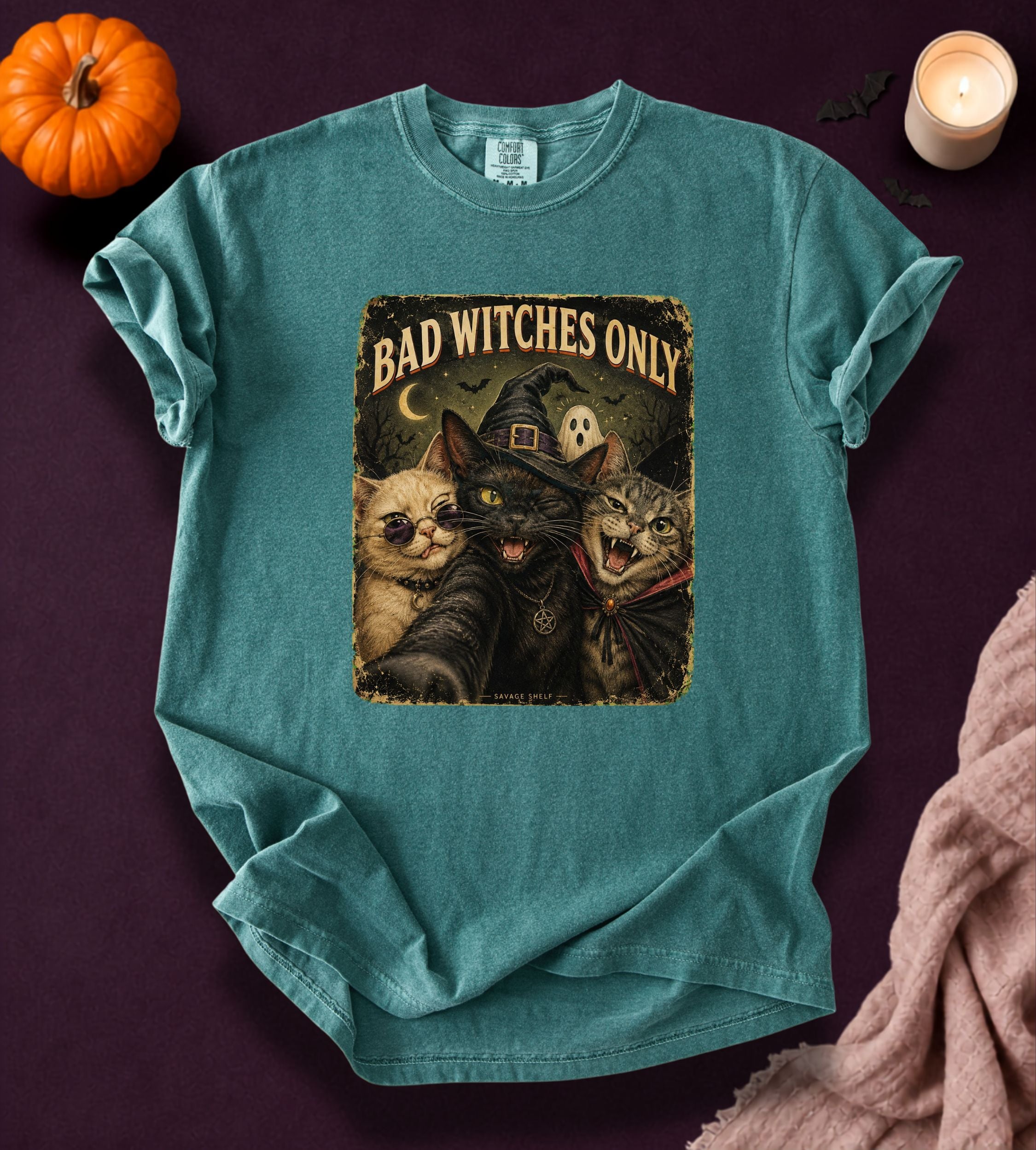 Bad Witches Halloween Cat T-Shirt