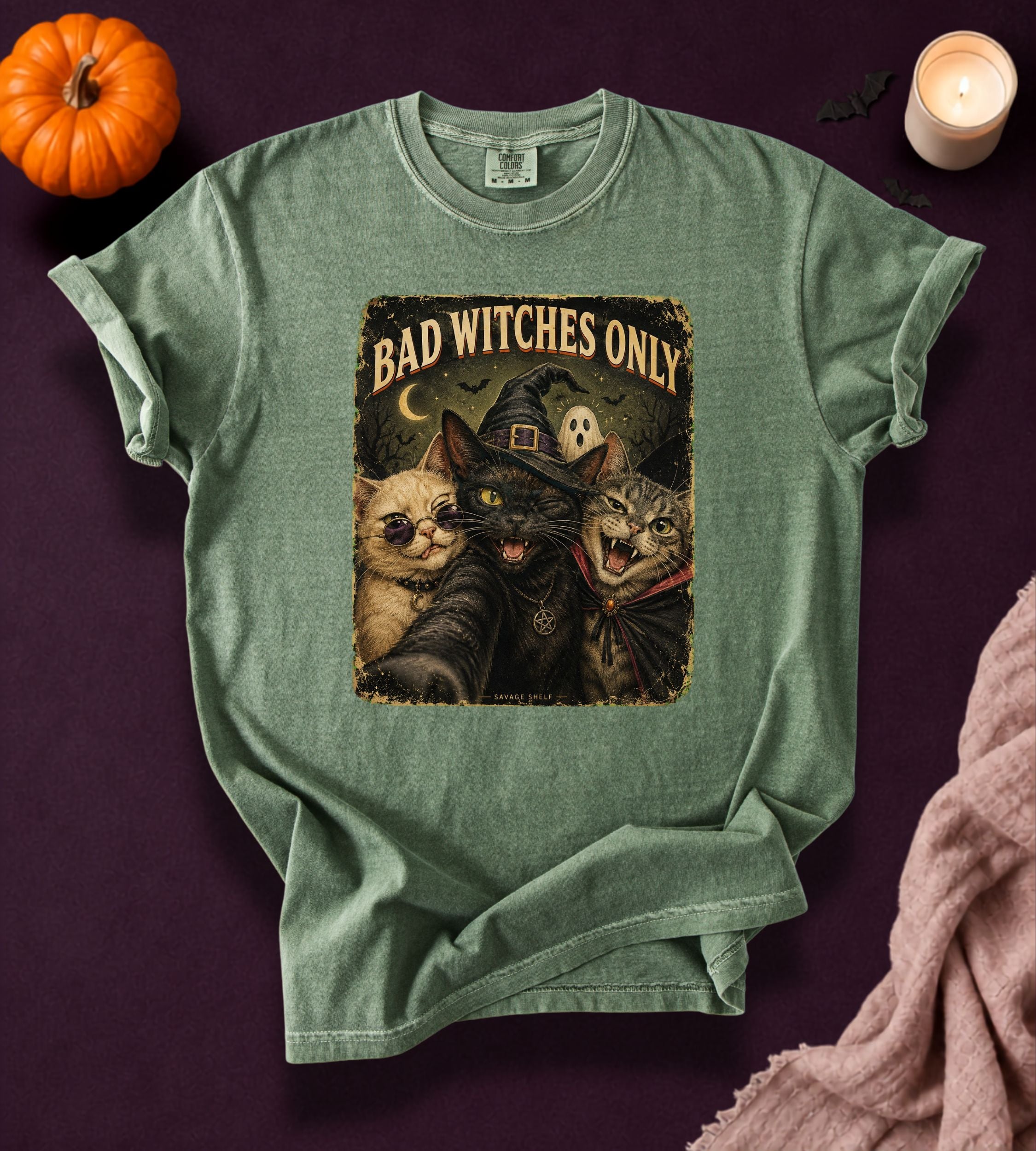 Bad Witches Halloween Cat T-Shirt