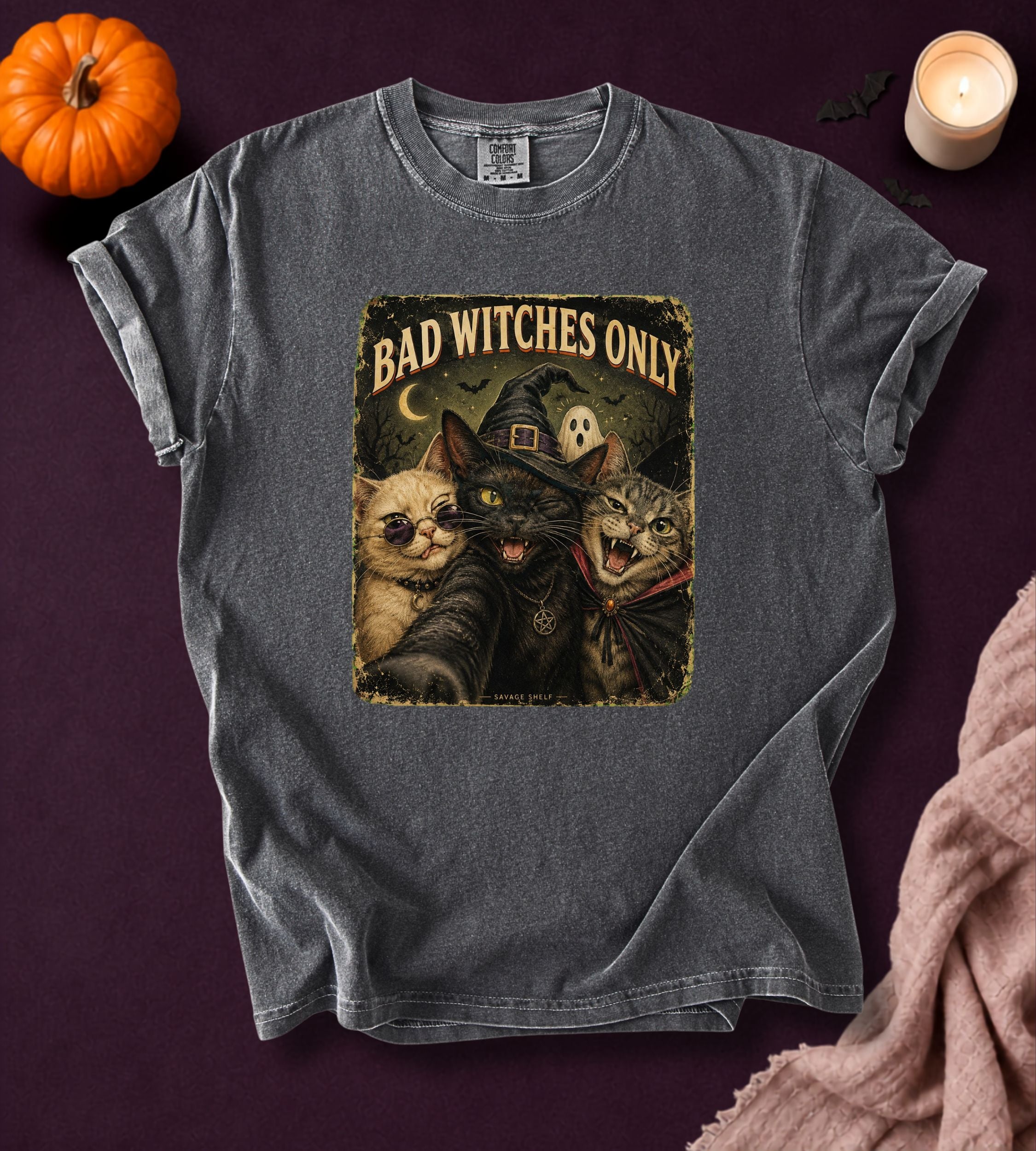 Bad Witches Halloween Cat T-Shirt