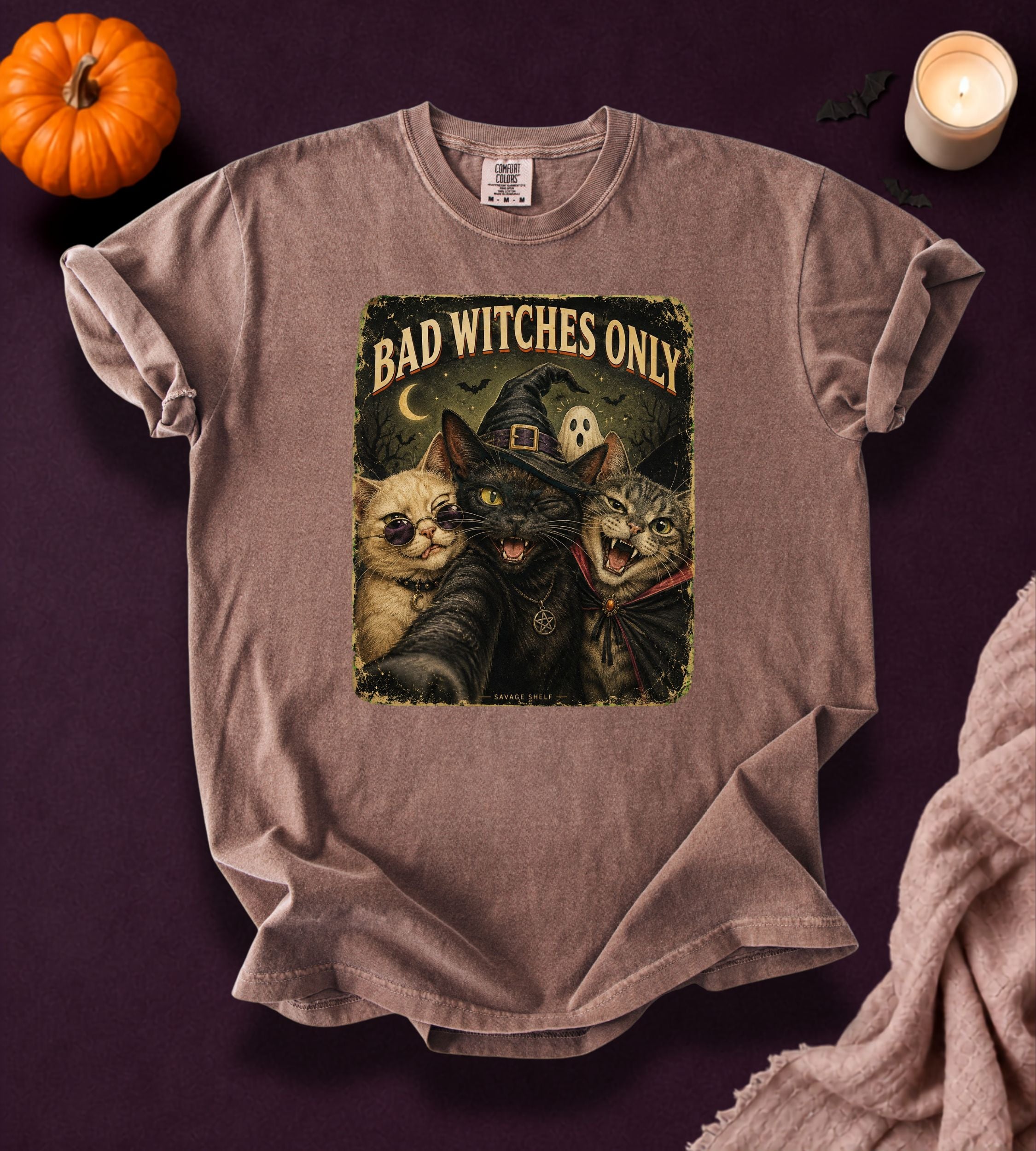 Bad Witches Halloween Cat T-Shirt