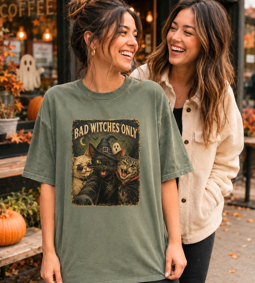 Bad Witches Halloween Cat T-Shirt