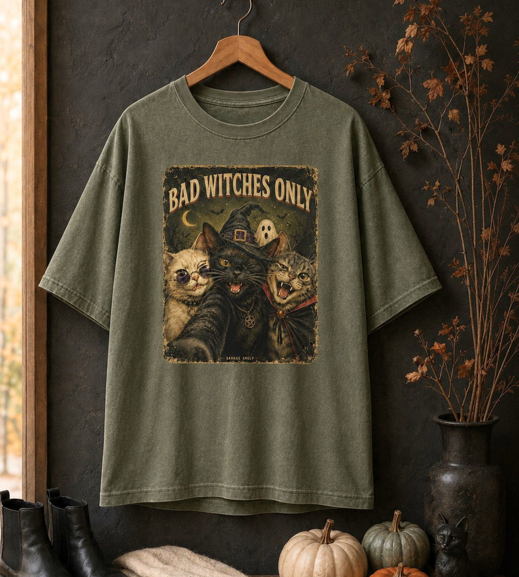 Bad Witches Halloween Cat T-Shirt