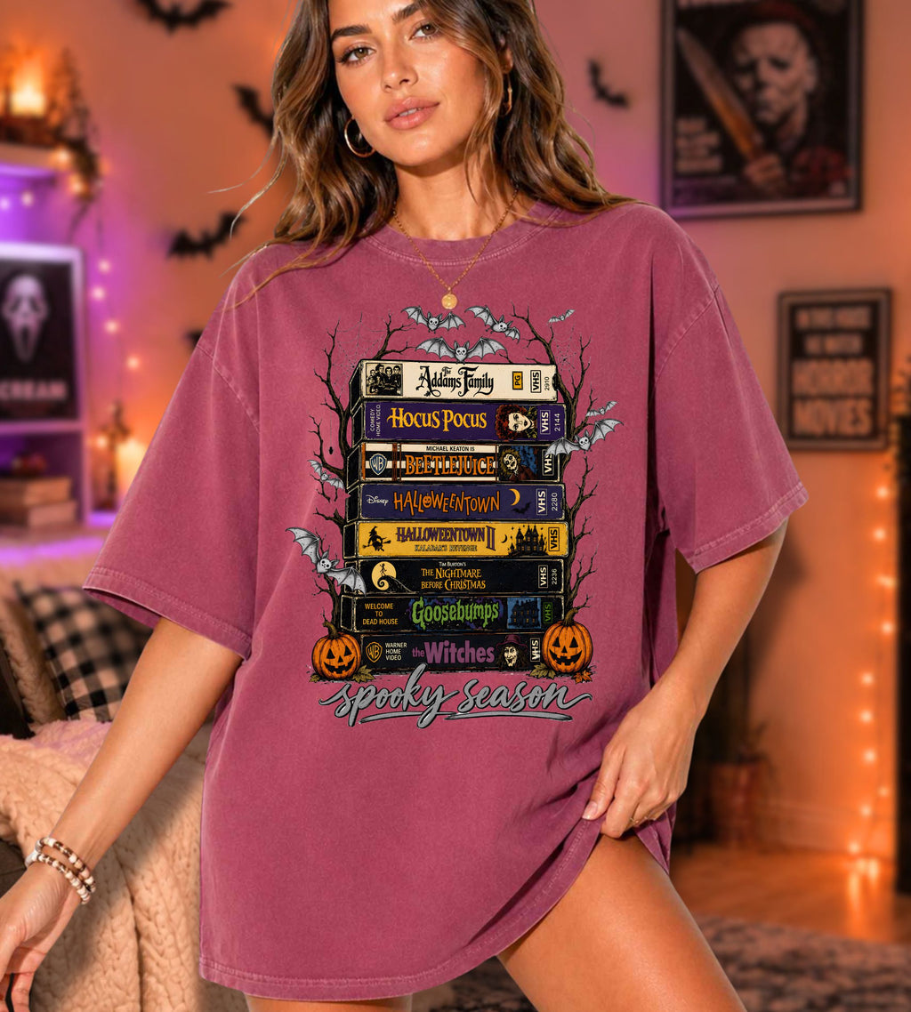 Spooky Season Halloween VHS Movies T-Shirt