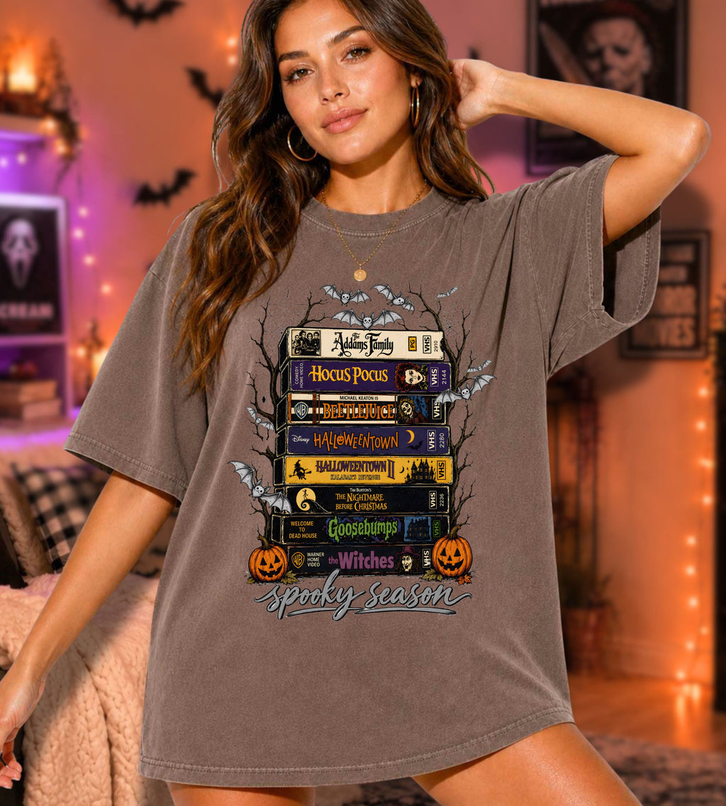 Spooky Season Halloween VHS Movies T-Shirt