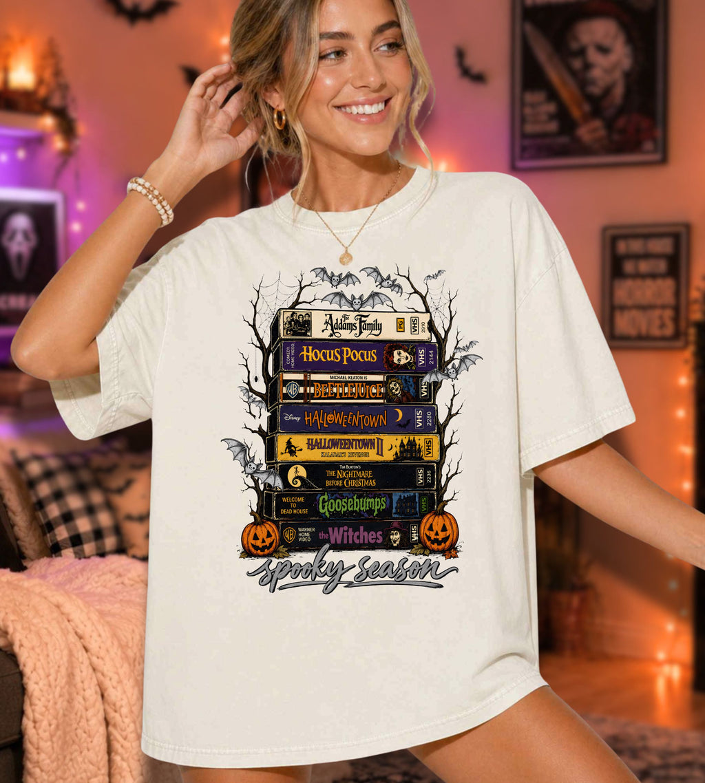 Spooky Season Halloween VHS Movies T-Shirt