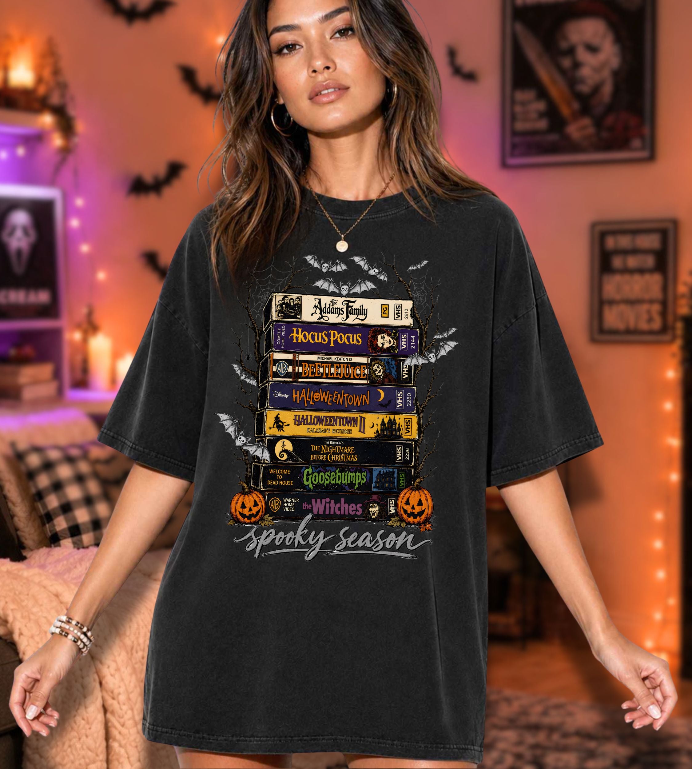 Spooky Season Halloween VHS Movies T-Shirt