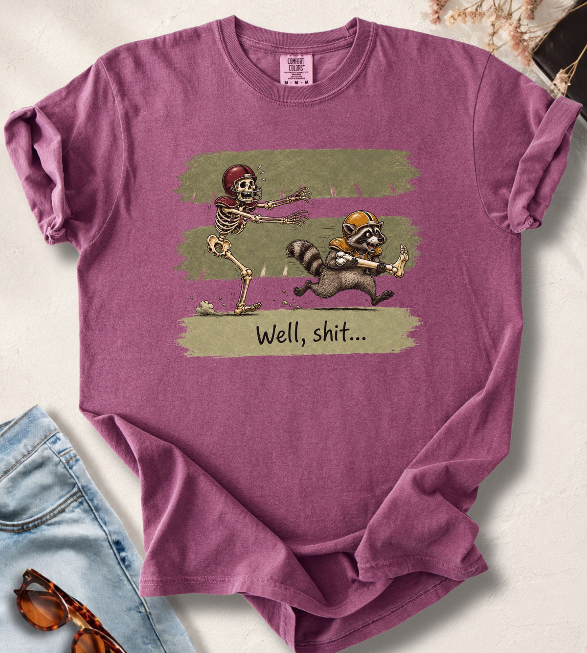 Football Skeleton & Raccoon T-Shirt