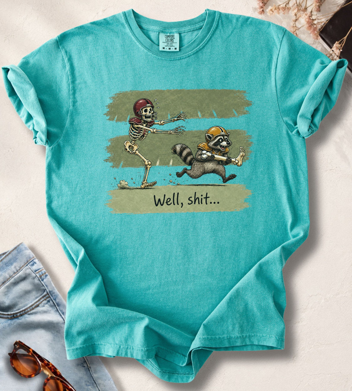 Football Skeleton & Raccoon T-Shirt