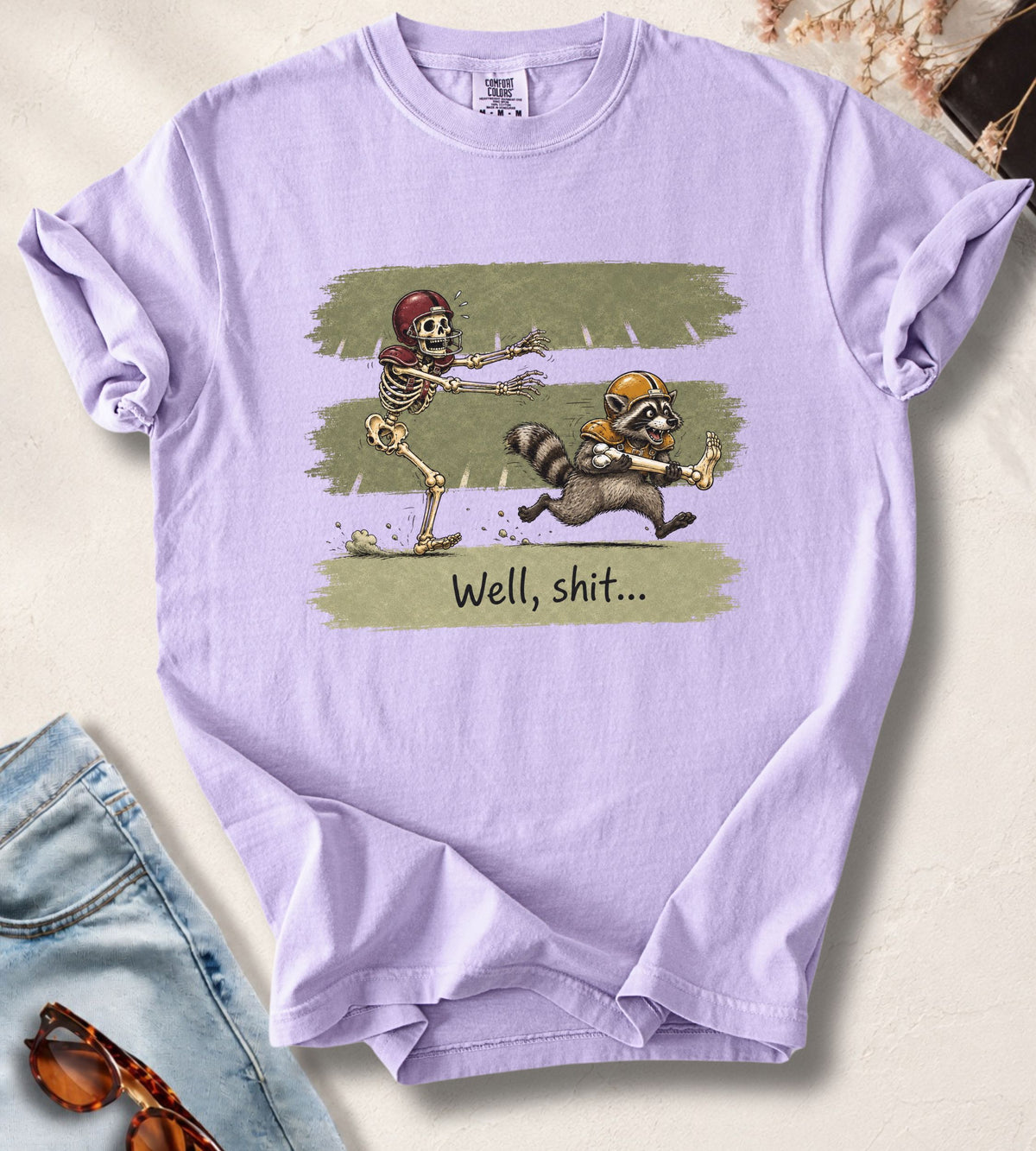 Football Skeleton & Raccoon T-Shirt